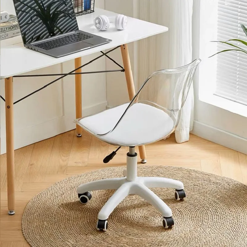 Transparent Computer Chair Rotary Wheel Lifting Family Makeup Chair Simple Small Space Office Chair Study Chair Leisure Chair