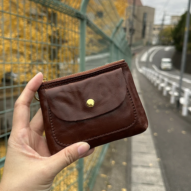 boundedins-leather-phone-case-wallet-head-layer-cowhide-oil-wax-leather-earphone-storage-bag-card-holder-korean-style