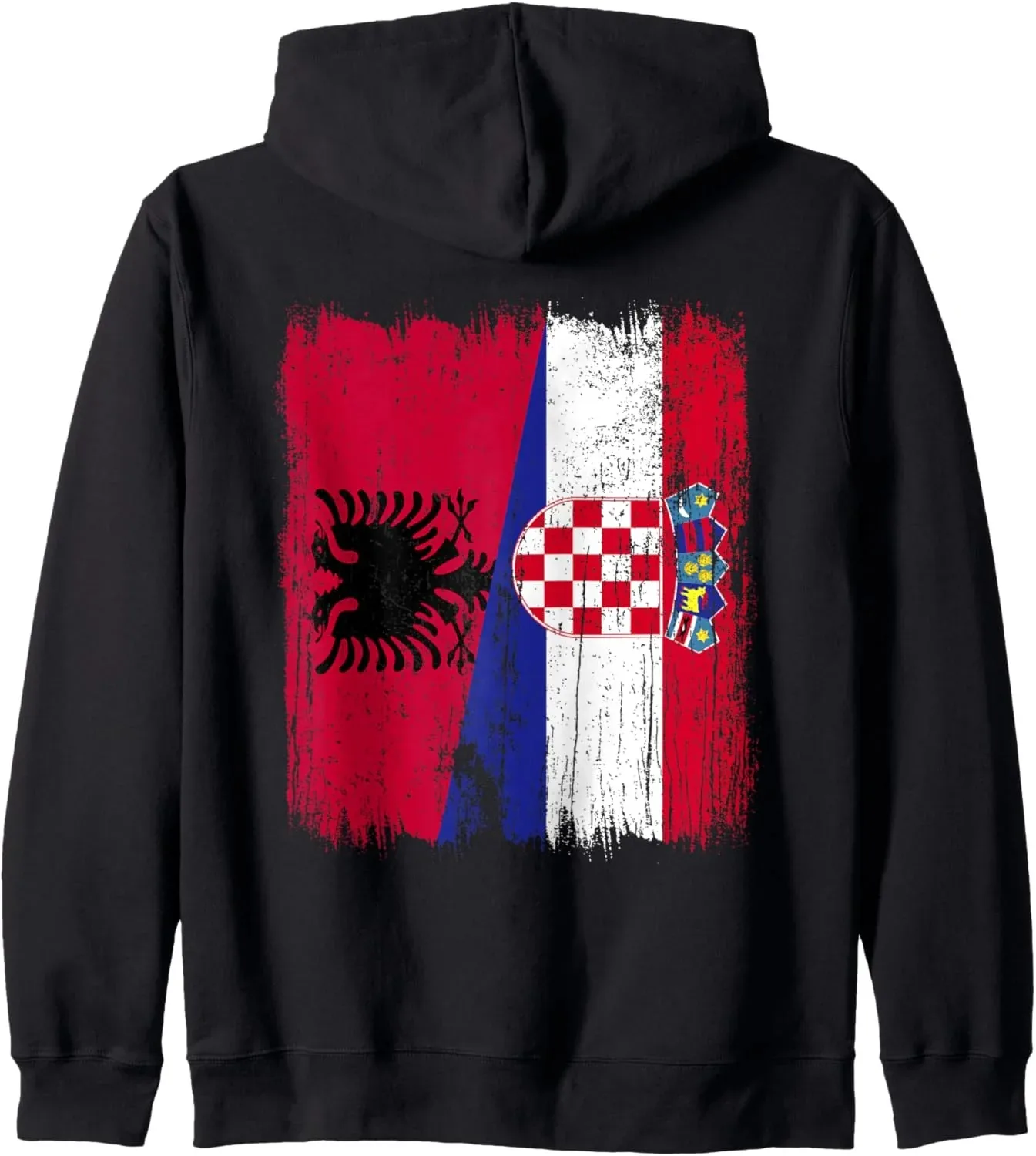 

Autumn and Winter Flag - Themed Cotton Hoodie of Albania and Croatia, Express Your Cultural Connection