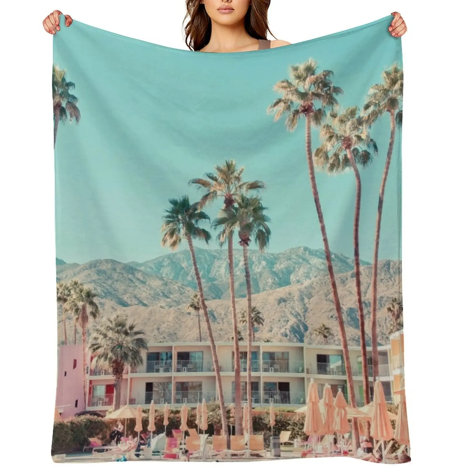 

Palm Springs Hotel Saguaro Throw Blanket Thermals For Travel Soft Plaid Hairys Quilt Blankets