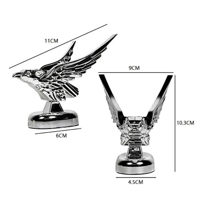 VICASKY 3D Adler-Motorhaubenabzeichen – Zinklegierung, Silber, Für Cooles Auto-Styling