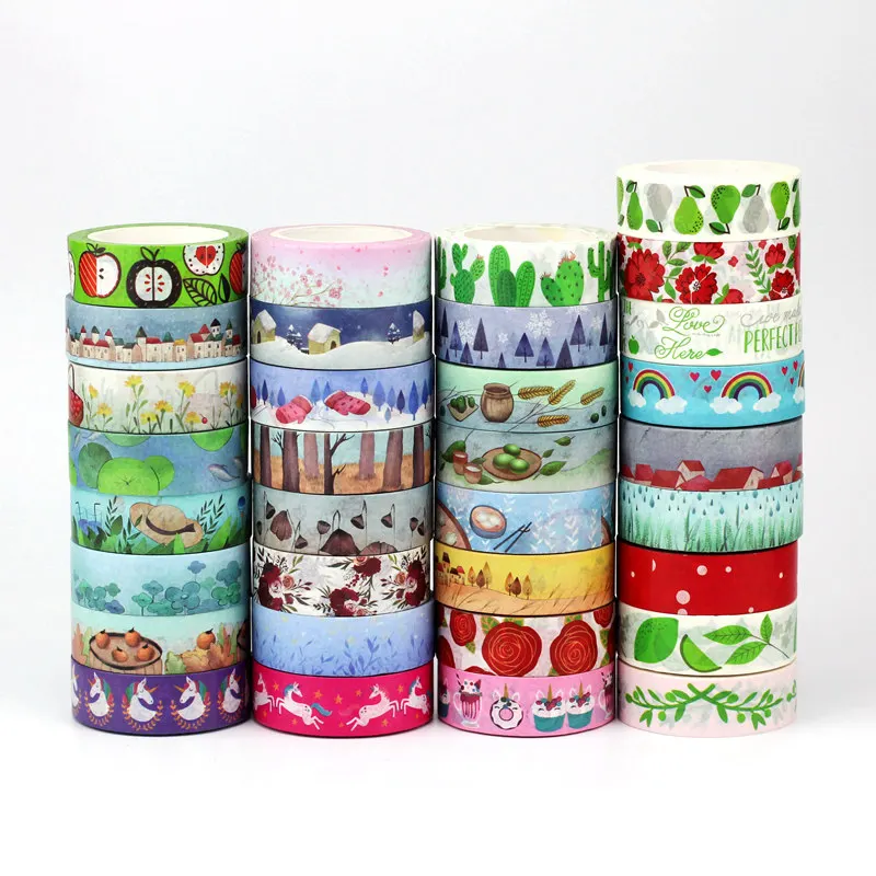 NEW 1PC. 10M Decor 24 Solar Terms Spring Summer Autumn and Winter Season Plant Masking Washi Tape Set Cute Journaling Stationery