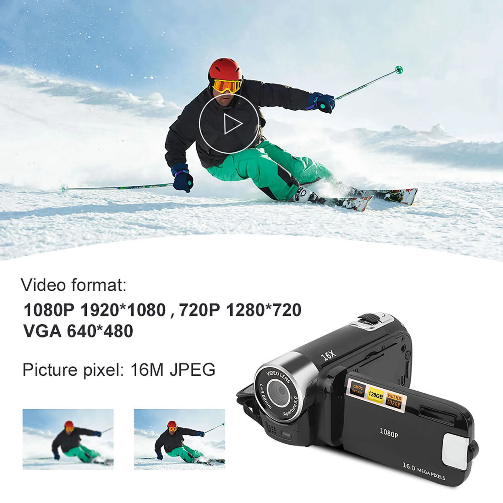 

Видеокамера высокой четкости DH-90 — 16-кратный цифровой зум, цветной экран с диагональю 2,7 дюйма для съемки изображений и видео