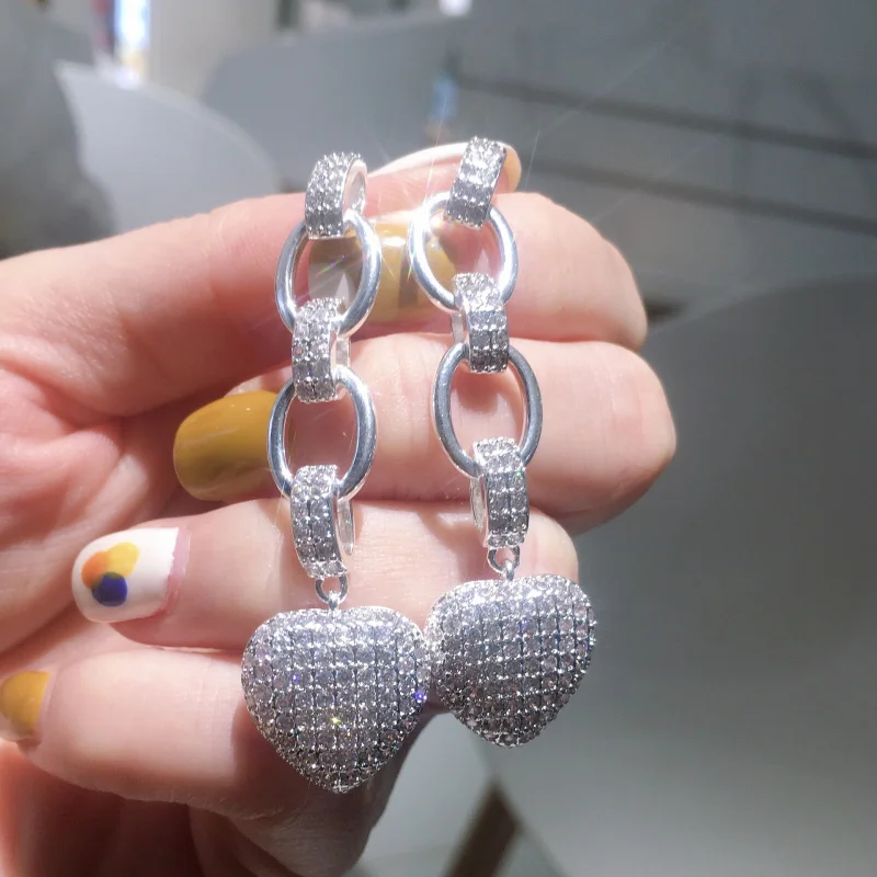 European and American Style Diamond-Studded Heart-Shaped Pendant Gold Hollow-Out Women's Heart Pendant Necklace Direct Sale