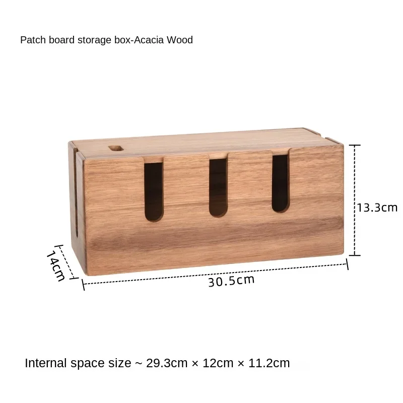 Caja de almacenamiento de tablero de enchufe de madera de nogal negro, estante organizador de cables de escritorio, estante de almacenamiento de gestión de enrutador superior multifunción