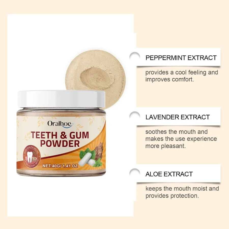 Oralhoe goma de ervas em pó cuidados de ervas dentes limpos limpos frescos remover manchas amarelas limpas dos dentes