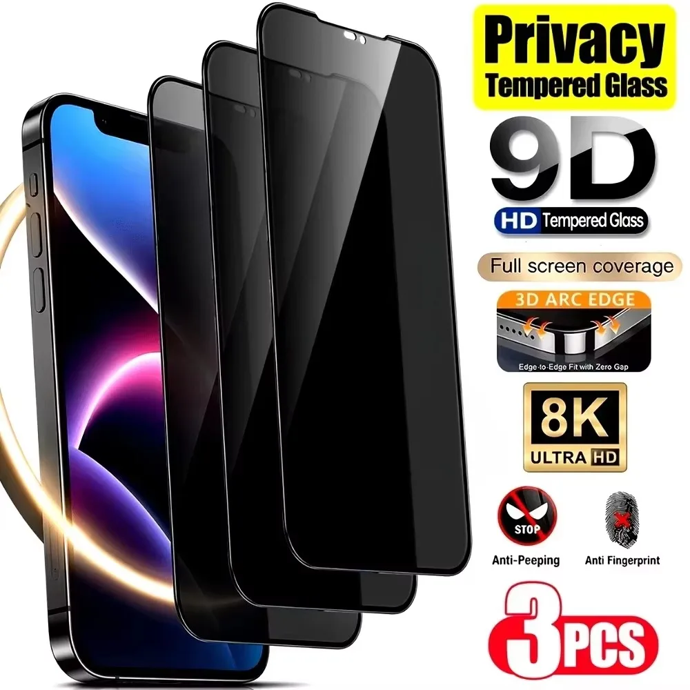 3PCS Full Cover Privacy Screen Protectors For Samsung A17 A18 A08 A57 A07 A56 A16 A37 A27 A36 A55 A54 S24 S23 FE Tempered Glass