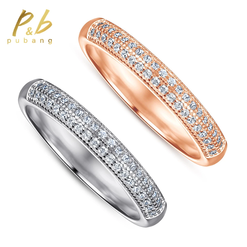 

PuBang Classic Jewelry 925 Sterling Silver Created Moissanite Diamond Wedding Band Ring for Women Anniversary Gift Drop Shipping