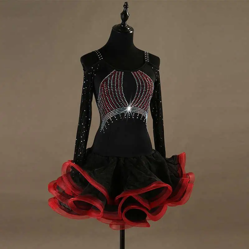 Vestido de baile latino 2025, falda de baile para mujer, traje de noche de competición para niñas, traje Sexy de escenario, traje de línea para fiesta de graduación personalizado