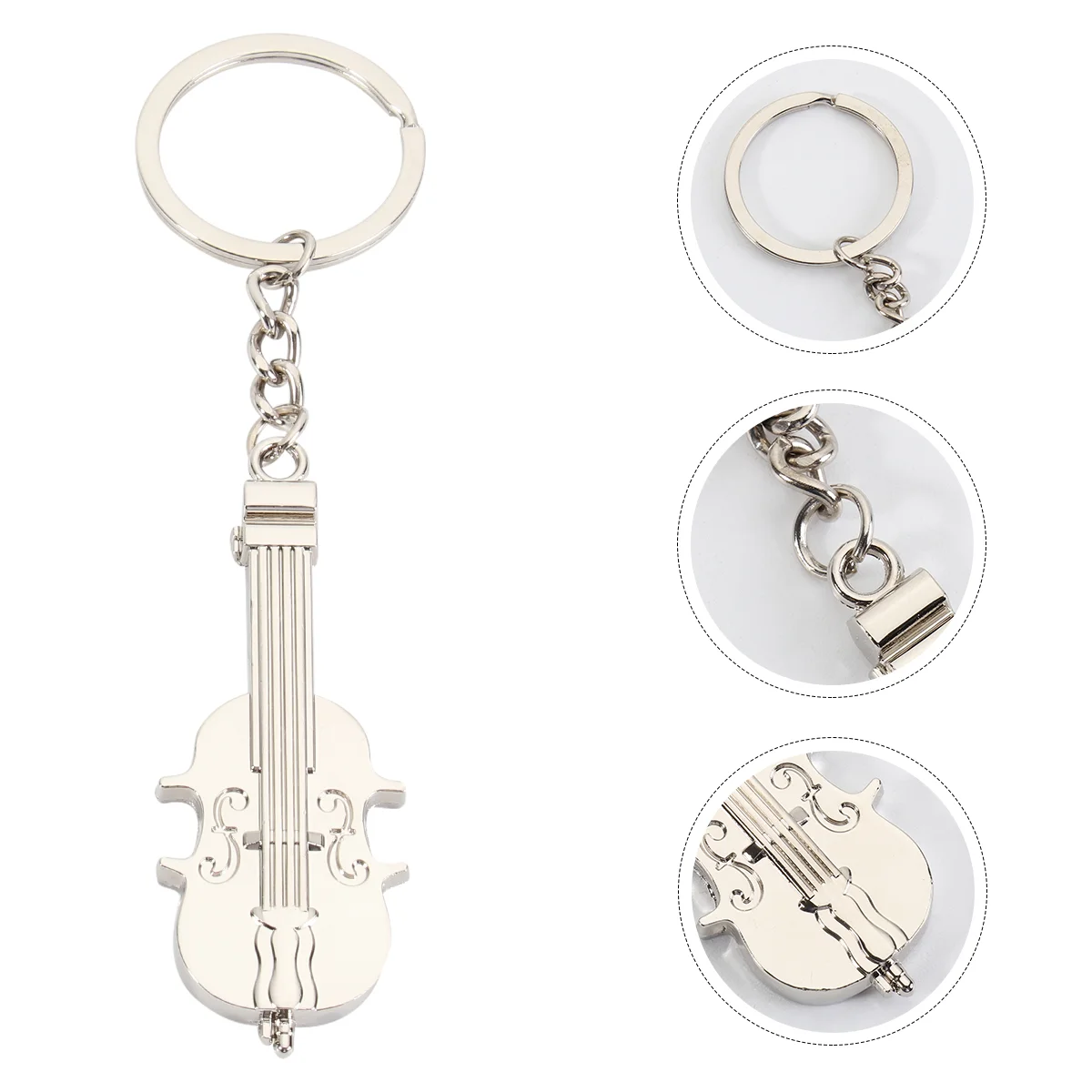 

2 Pcs Metal Guitar Violin Keychain Finder Hanging Ornament Fob Creative Ring Music Fashion Pendant Durable