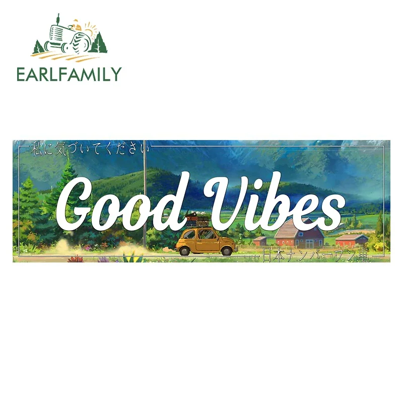 

EARLFAMILY 13cm x 4.5cm for Good Vibes Funny Car Stickers Vinyl Car Wrap Decal Occlusion Scratch Personality Laptop Decoration