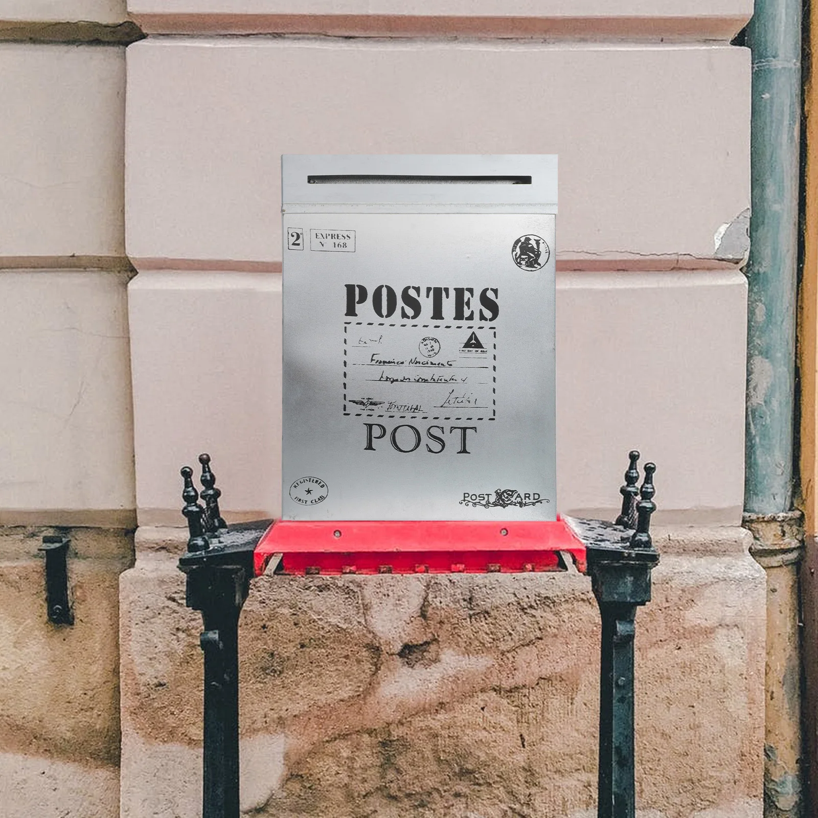 

Retro Style Mailbox Wall-Mounted Outdoor Iron Suggestion Box Vintage Decorative Letter Storage for Home Garden