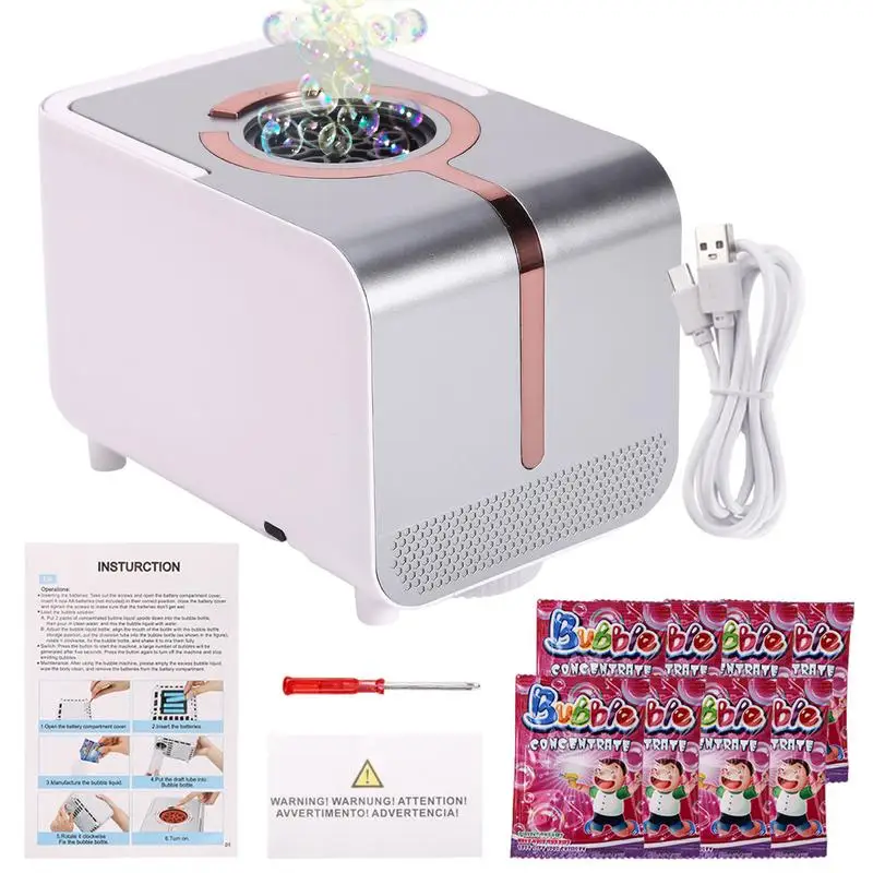 Bubble Maker For Kids Bubble Toy With LED Lights Includes 12 Packs Bubble Liquid Bubble Machine For Indoor And Outdoor