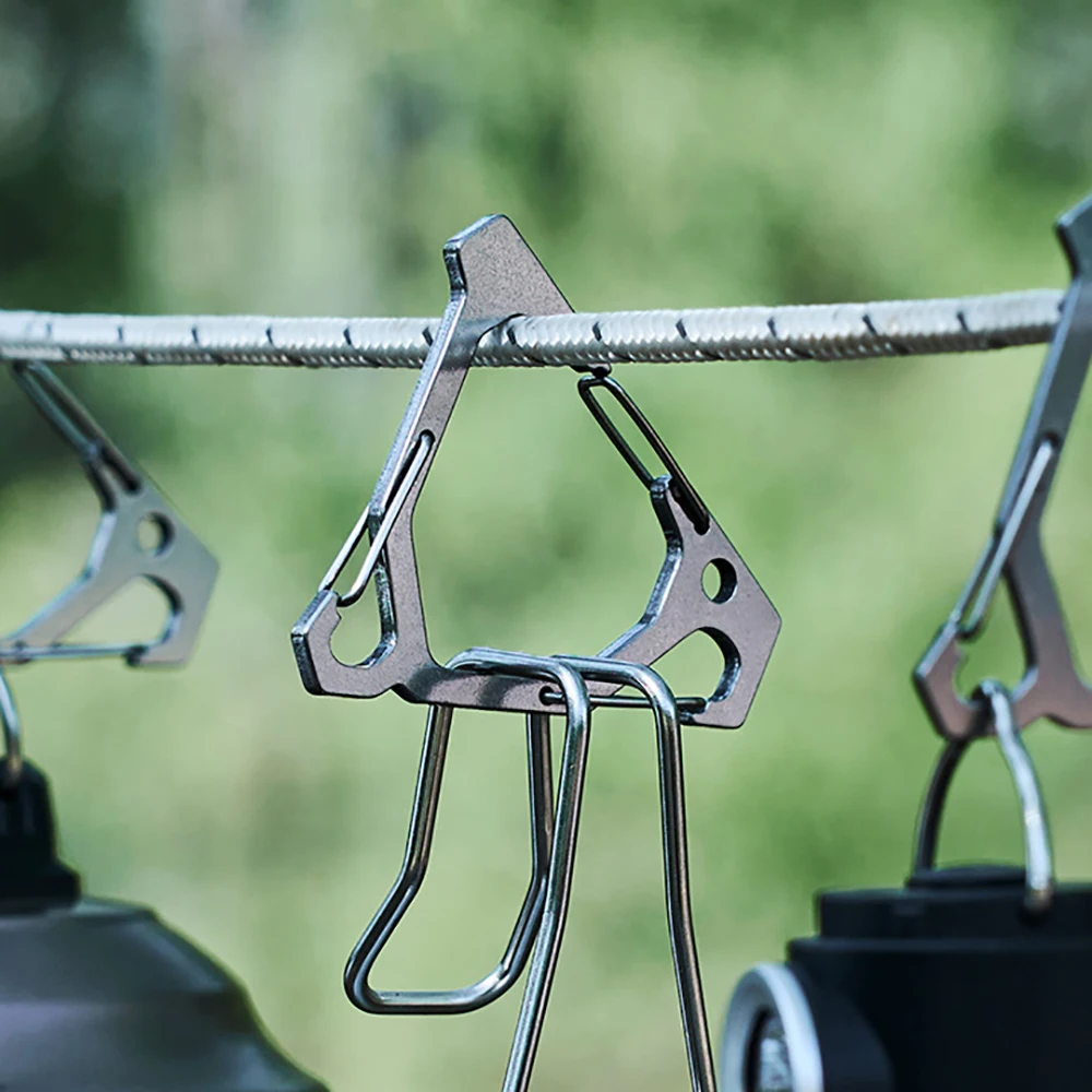

Camping Triangle Hanging Buckle Stainless Steel Rope Hanger Hook Multifunctional Hanging Buckle for Picnic Barbecue Hiking