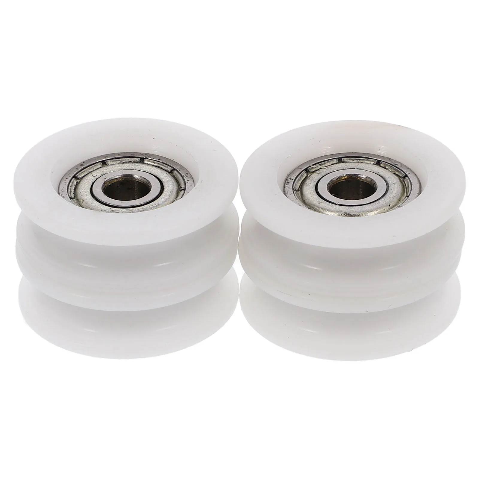 4 Pcs Nylon Pulley Ball Bearing White Wheel for Door Window Drawer Mechanism Non Perforated Roller Sliding Hardware