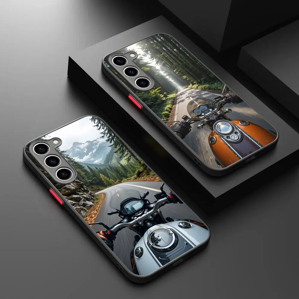 Phone Case for Samsung Galaxy A06 A07 A10s A20 A30 A50 A03s A30s A10 A02s A05s A13 A12 A11 Matte Cover Motorcycle Riding Journey