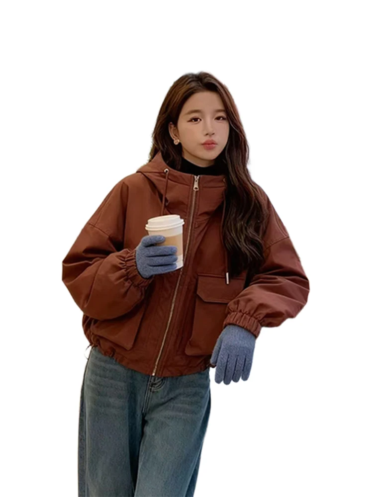 트렌디한 Dstring or American Sle Pilim 코트 여성용 겨울용 따뜻한 면 재킷 안감이 있는 루즈핏 출퇴근용...