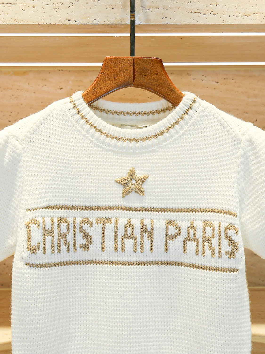 Zoete en zachte gebreide top met letterborduurwerk Dames T-shirt Woon-werkverkeer Sle ort Sve rond Ne Basic Faion Herfstkleding