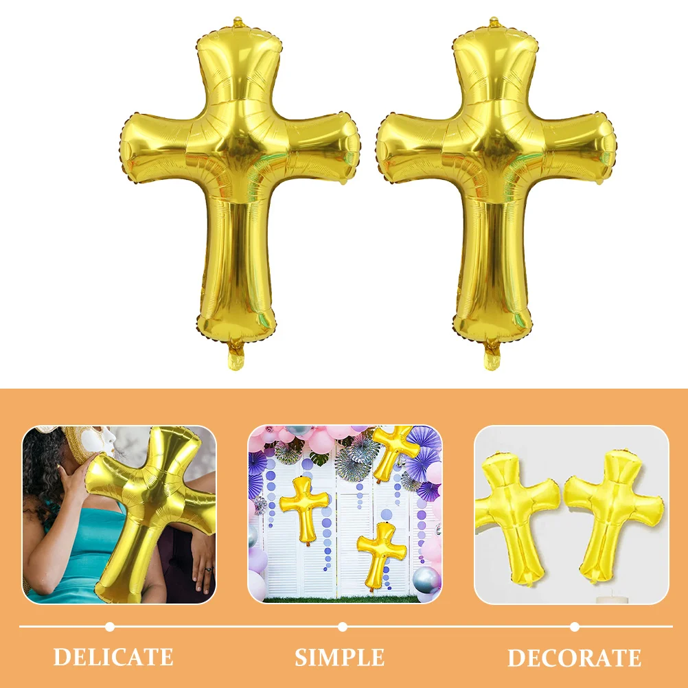 

8Pcs Baptism Cross Balloons Aluminum Foil Baby Shower Birthday Party Decor Christening Balloon Prop Cross Shape Balloon