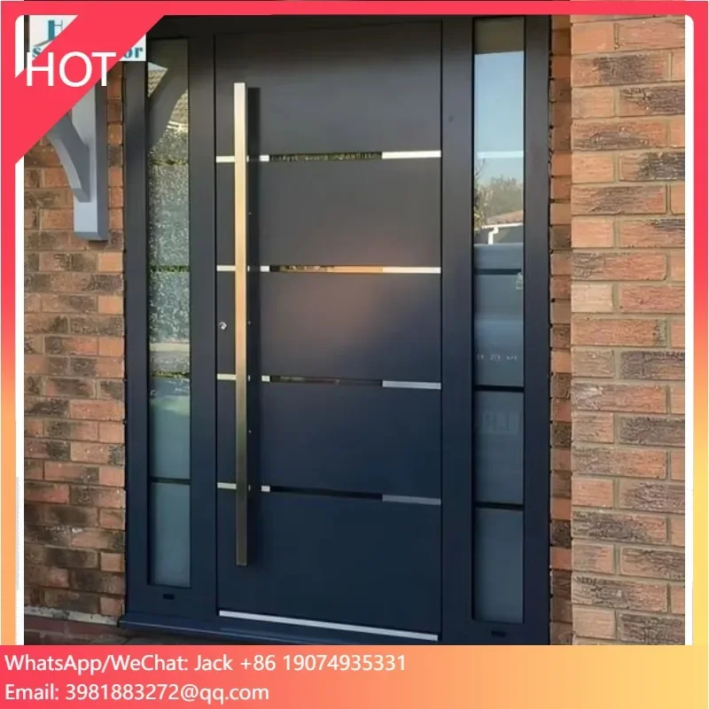 Seeyesdoors Modern Metal Aluminum Frosted Glass Front Security Doors Exterior For Villa