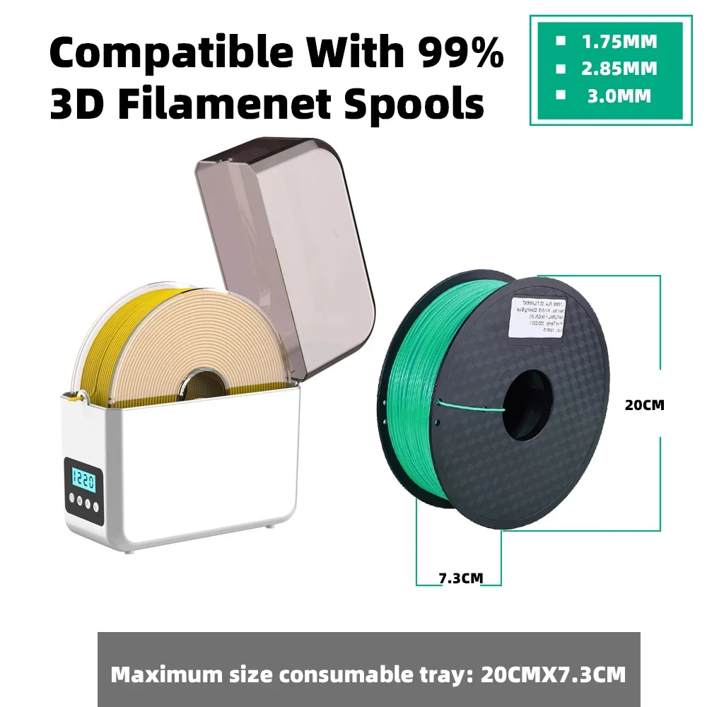 CCTREE 3D Printer Filament Dry Box US Plug 3D Filament Dryer Storage Box Dehydrator Spool Holder Keep Filament Dry