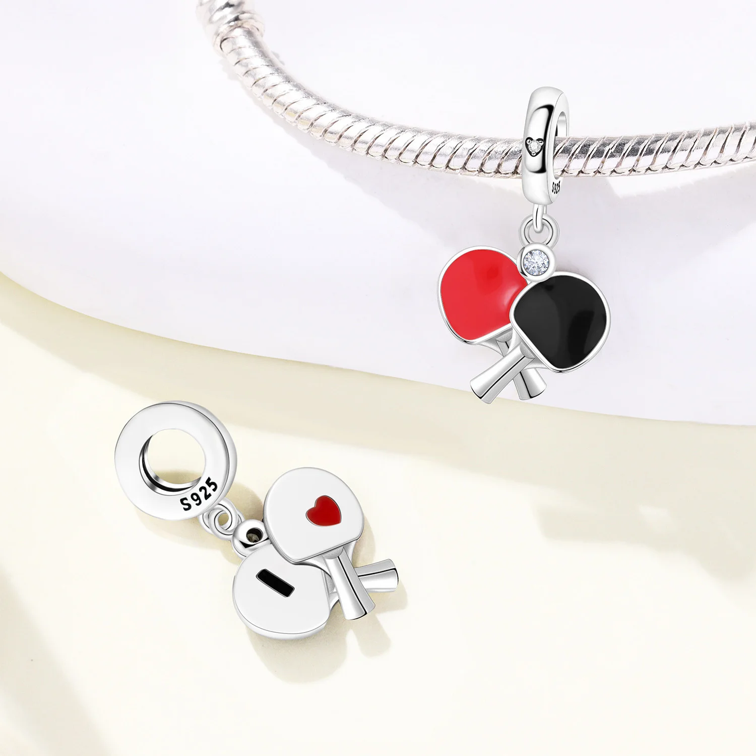 MISEFF S925 Sterling Silver Charm Sports Football Volleyball Table Tennis Pendant Fit Bracelet DIY Jewelry Making Women Gift﻿