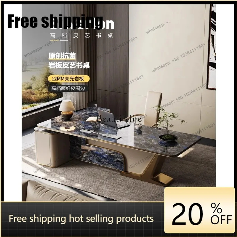 HJ Desk light luxury high-end luxury stone slate platform president's desk
