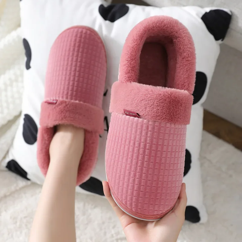 Home Slippers for Men Women Winter Furry Slides Female Indoor Plush Non Slip Bedroom Warm Male Flip Flops Couples Soft Shoes