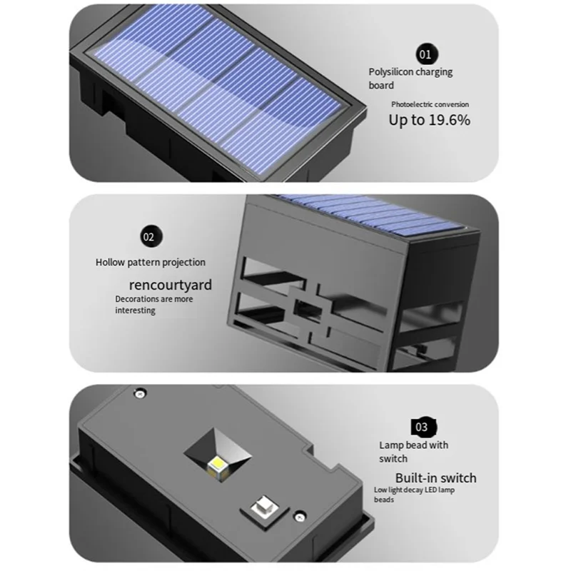 Lampade da parete solari Luci da recinzione per esterni Luci per scale solari impermeabili a LED Luci per patio esterno