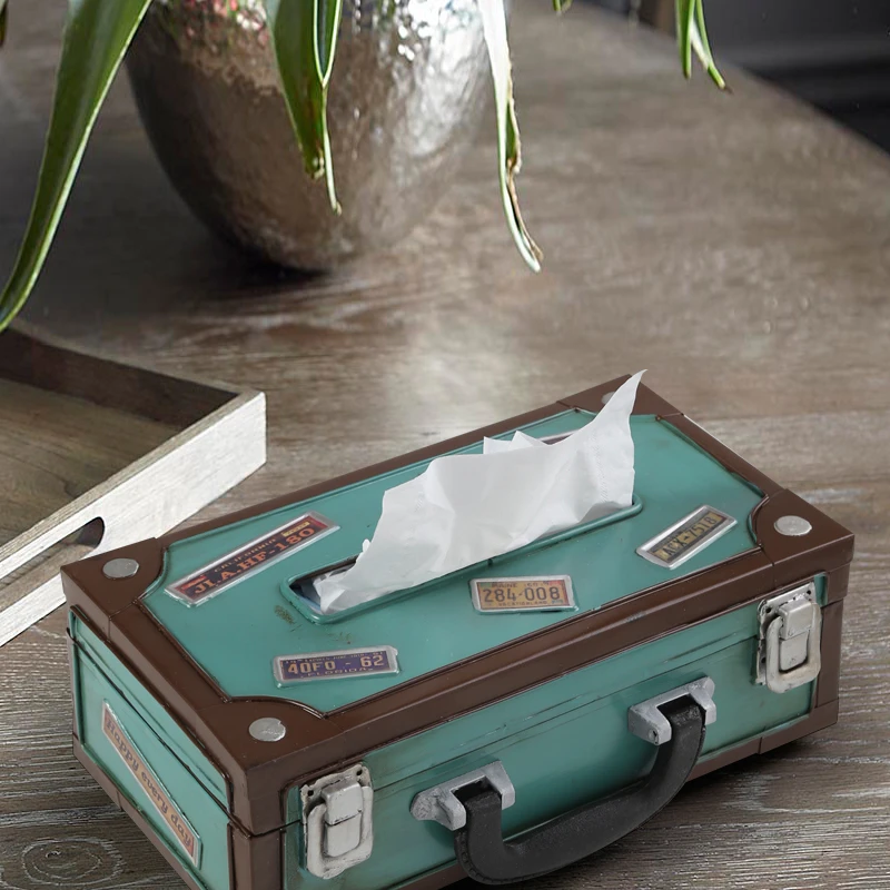 

American style retro container tissue box decoration New Chinese creative home living room dining room napkin storage drawer