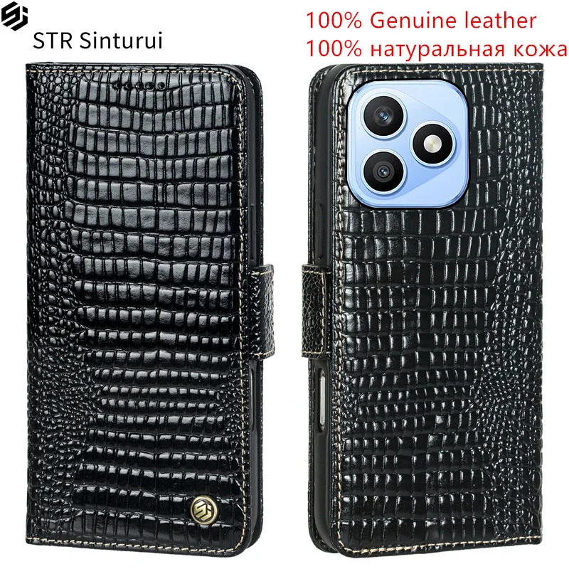 

STR 100% Genuine leather lizard grain card Slot Wallet Cover For Honor X8d X9d X6c X8c X9c X5b PIus Flip shockproof phone Case