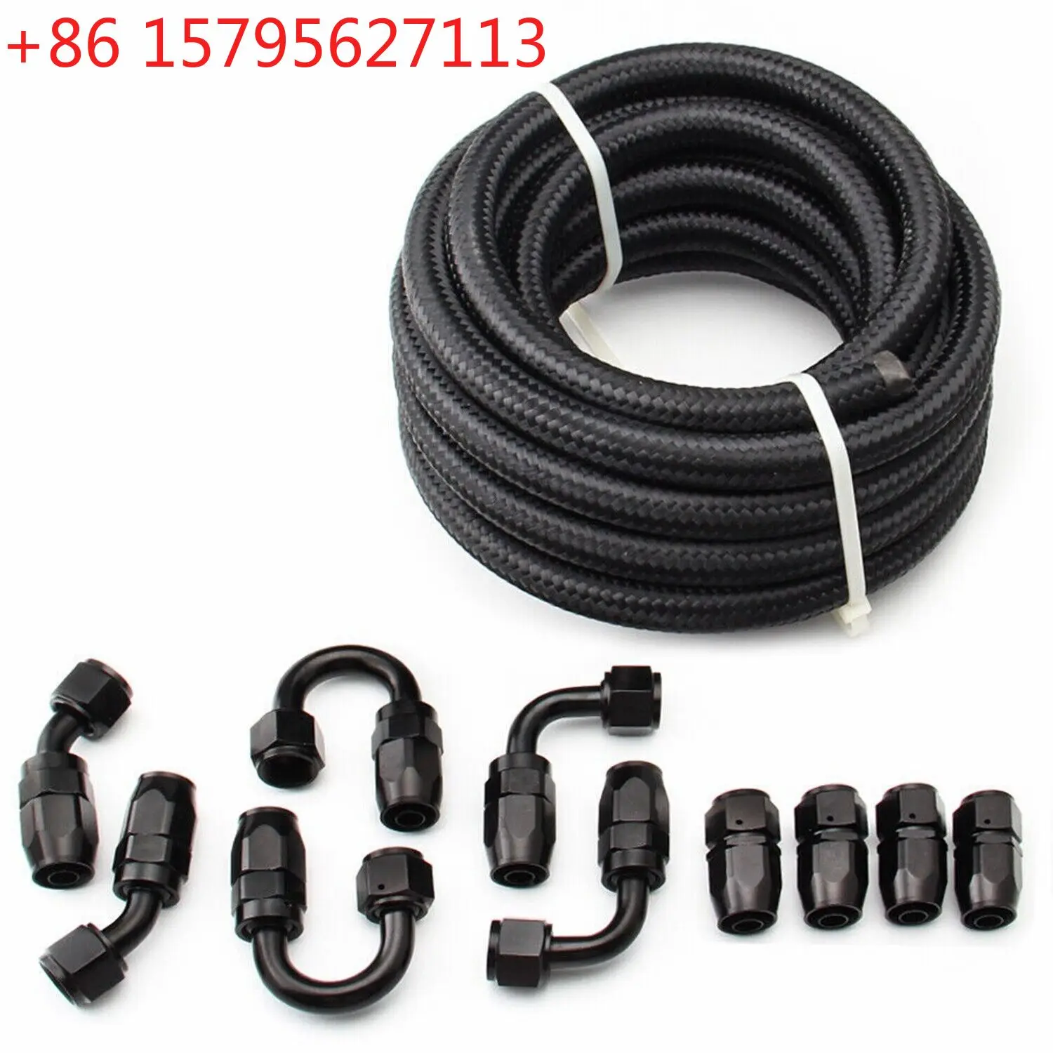 Automotive Retrofit Nylon Braided Oil Cooled Pipe Belt Clamp 20FT AN6 Rotary End Fitting Hose Kit