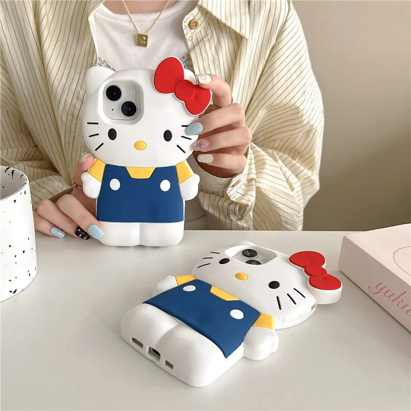 

Kawaii Коричневый Синий Брекеты Hello Kitty Мультфильм Силиконовый Чехол Для Пары Подарочный Чехол Для Телефона Для iPhone 13 Pro 14 15 Pro Max 11 12 Pro Max