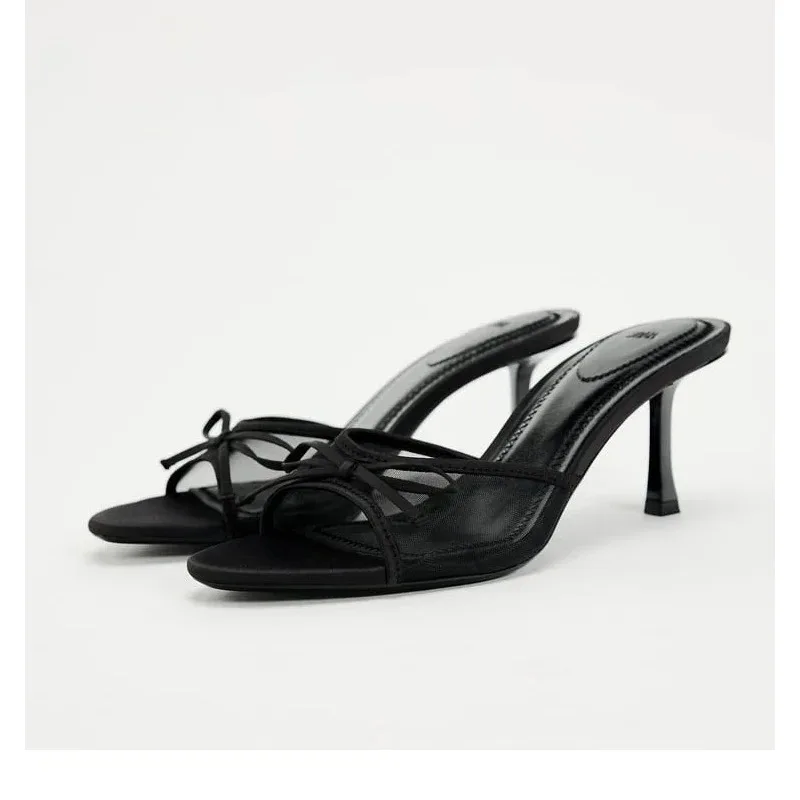

New Female Sandal Open Toe Shoes High Heels Large Size 42 Summer Girls Comfort Spring High-heeled Retro Big Black Stiletto