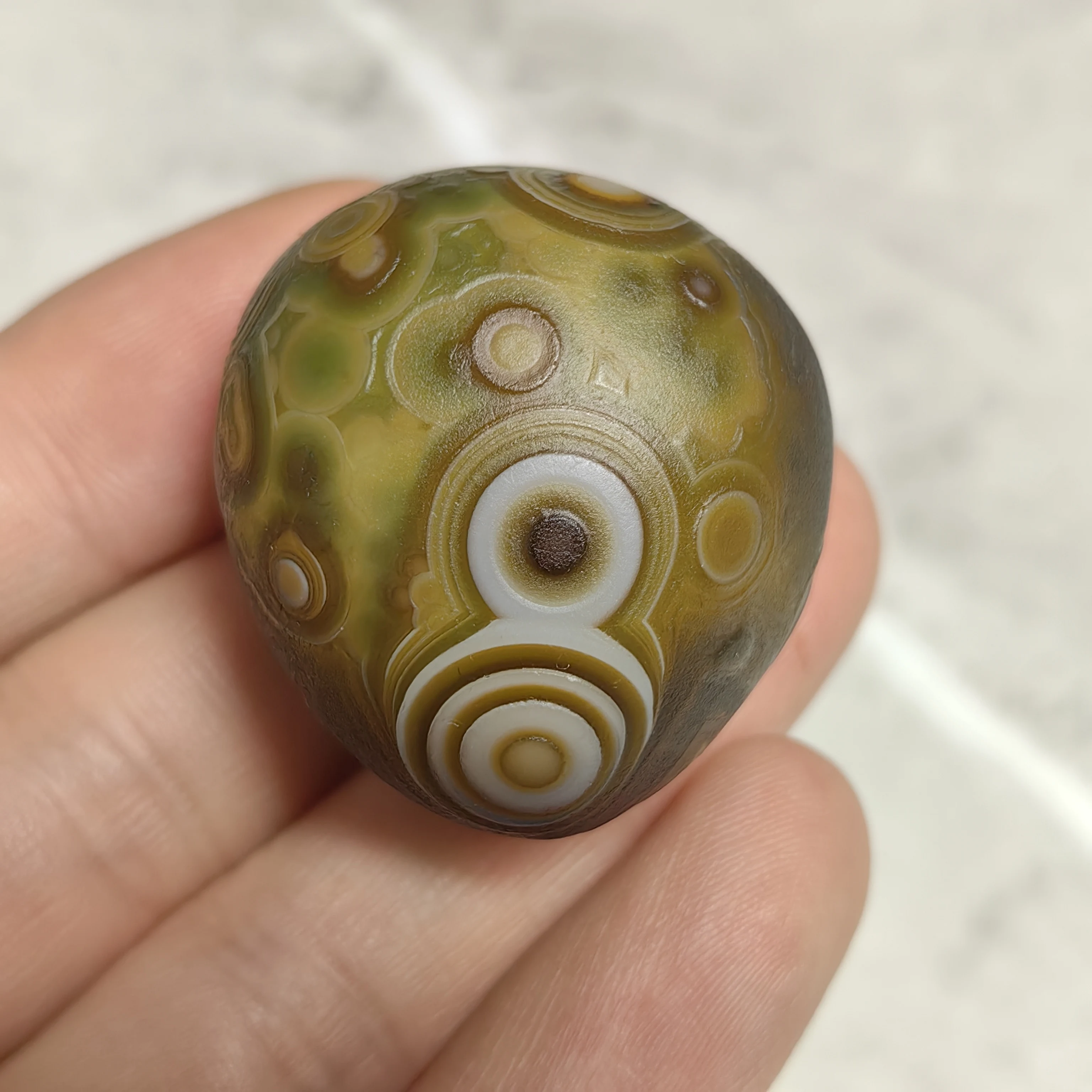 All-Natural Relief Sculpture Wishing Divine Eye Agate for Good Luck Attract Wealth Anti Evil DIY Jewelry Decoration Amulet
