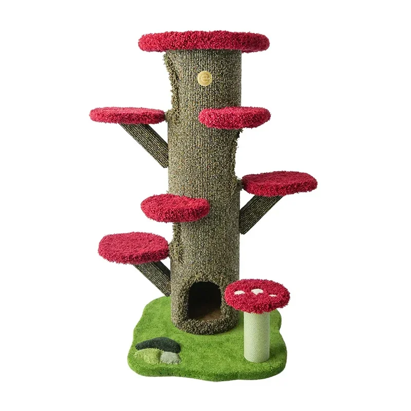 

Big mushroom climbing frame nest integrated cat tree solid wood bed