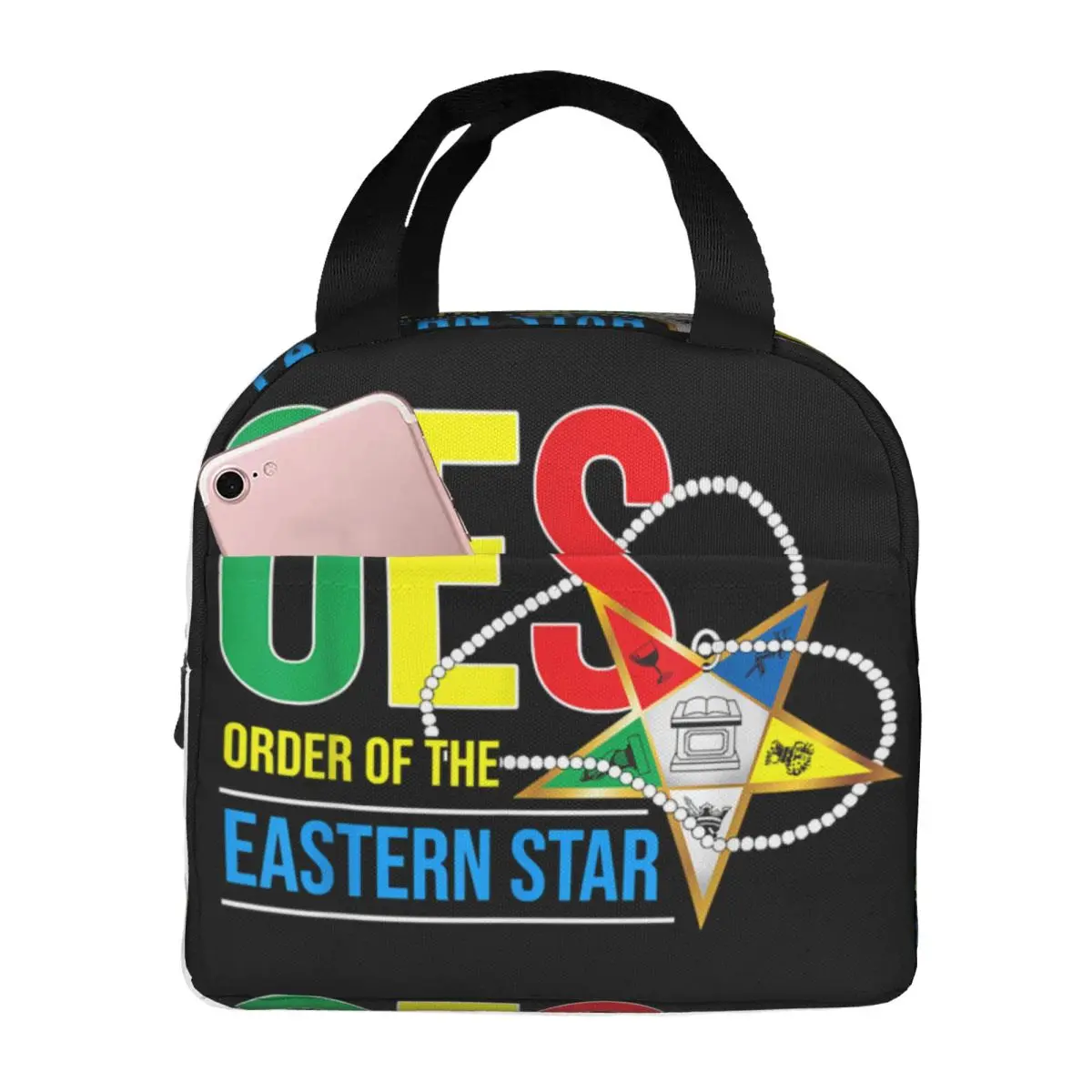OES Emblem Order Of The Eastern Star Lunch Bag Men Women Cooler Warm Insulated Lunch Boxes for School