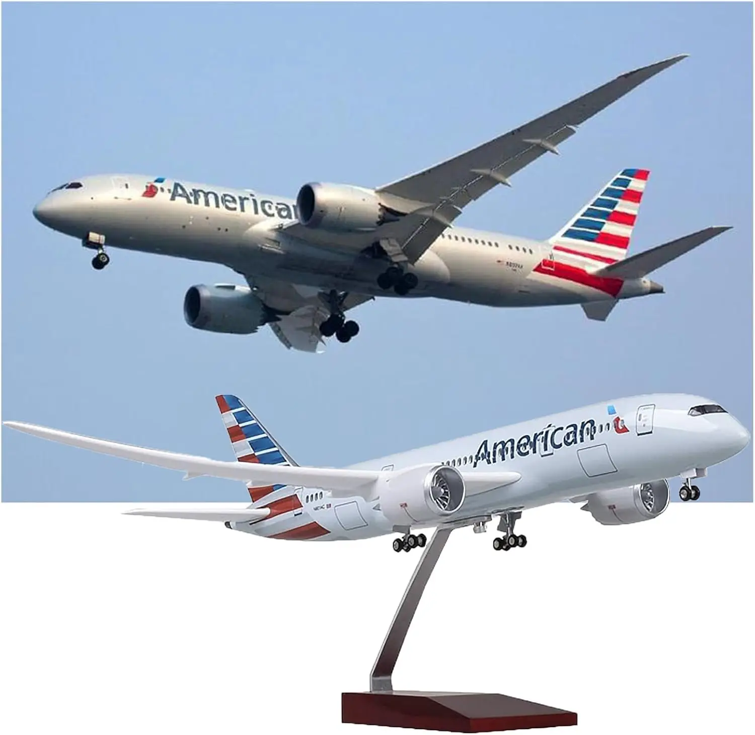 

1:130 Scale Large Model Airplane American B787 Plane Models Diecast Airplanes with LED Light for Collection or Gift