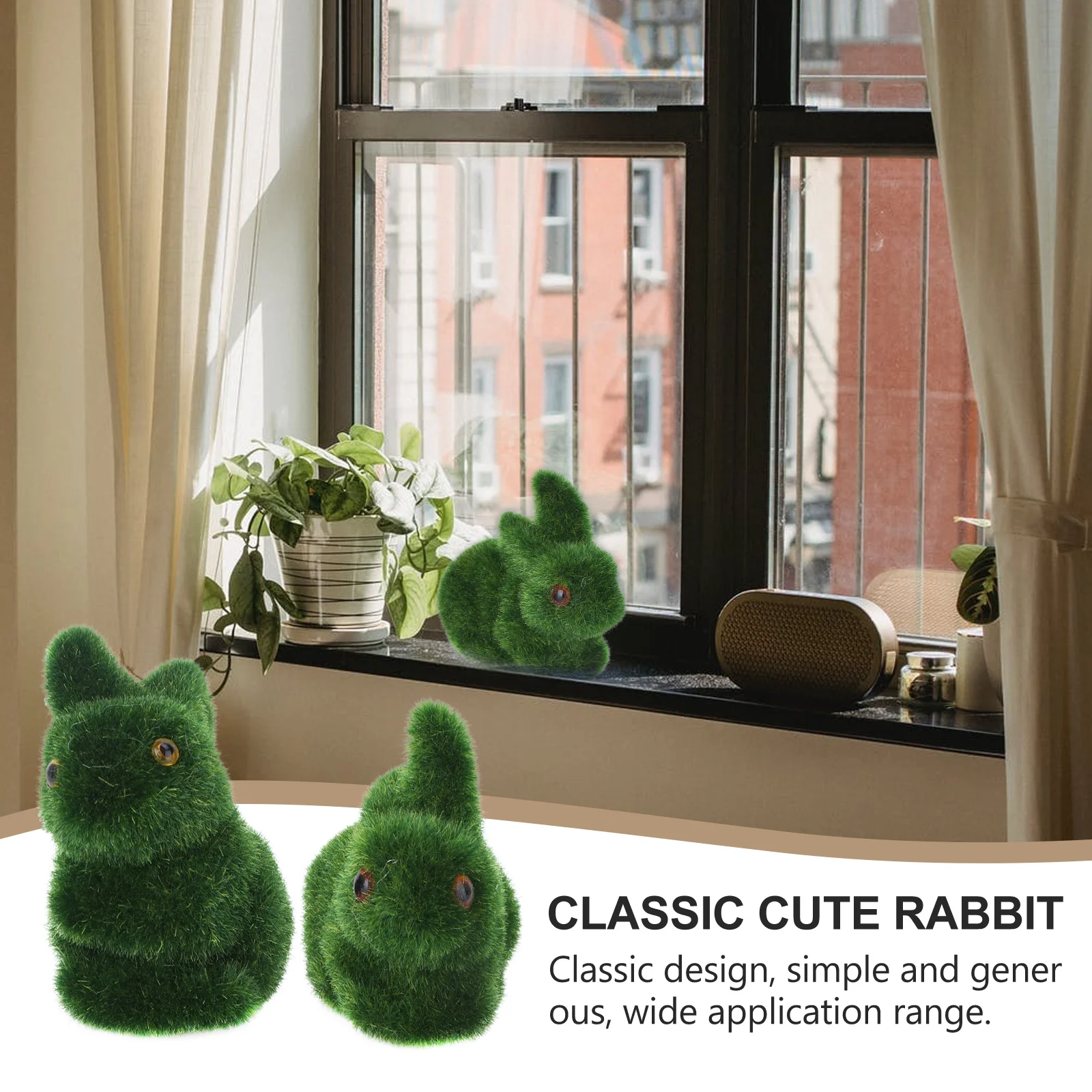 

2Pcs Simulation Rabbit Adornment Decorative Bunny Craft for Easter Party Home Living Room Bedroom Porch Study Decoration