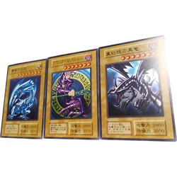 3Pcs/set Yu-Gi-Oh! Blue-Eyes White Dragon Red-Eyes Black Dragon Black Magician Flash Card Game Anime Collection Cards Gift Toys