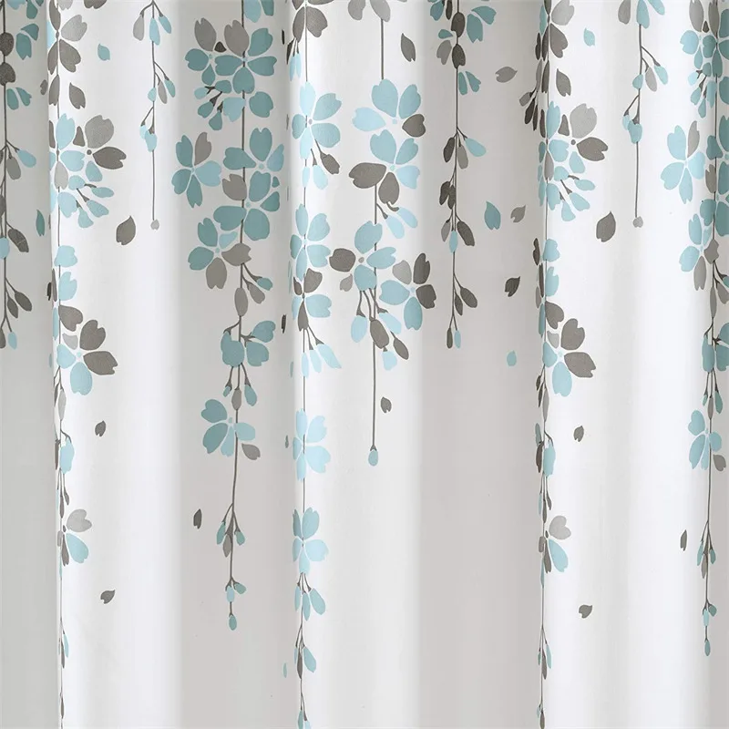 Weeping Flower Shower Curtain Liner Blue Floral Cherry Blossoms Vine Spring Garden Fabric Shower Curtain Waterproof Bath Curtain