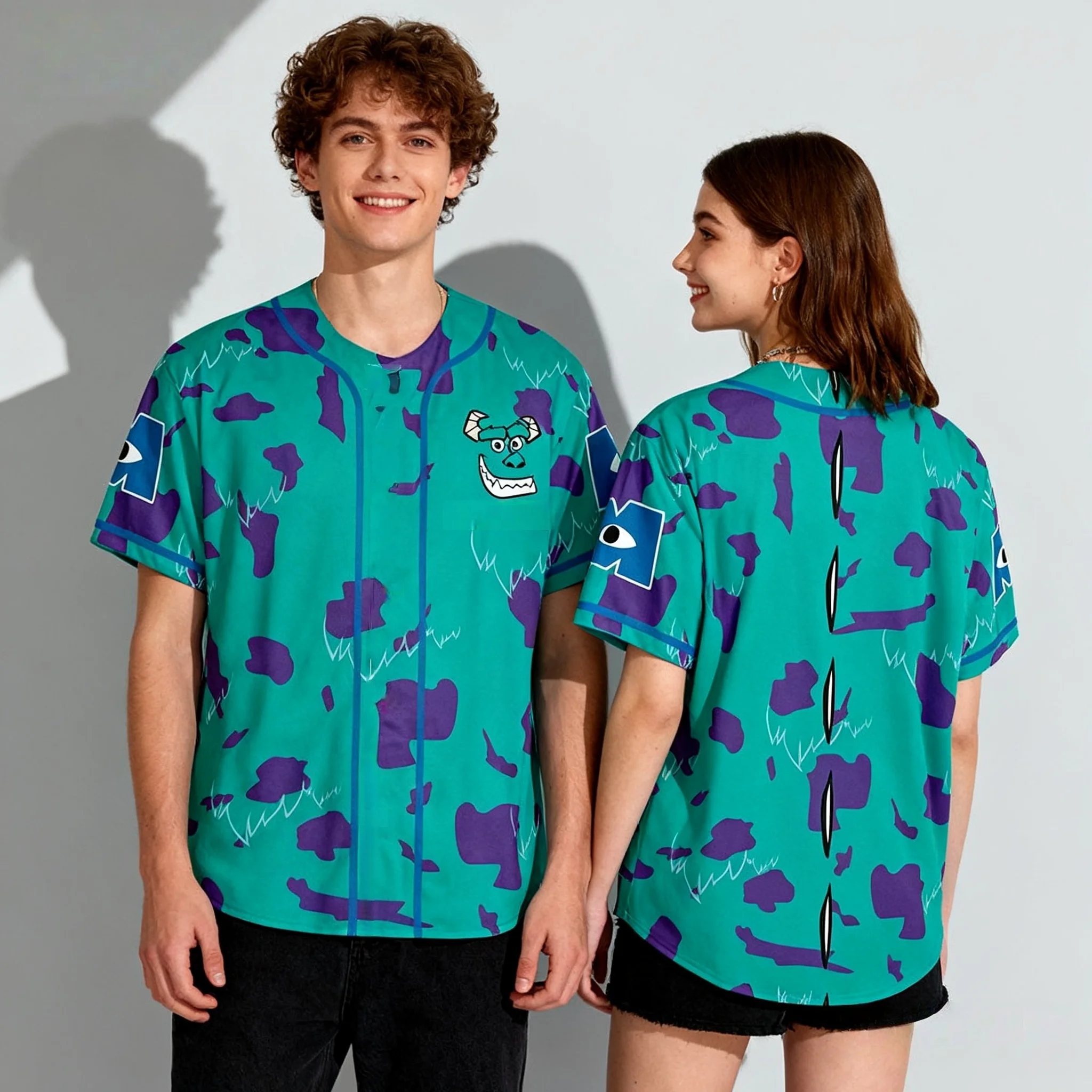 

Disney Animated Character Series Monster University Cosplay Summer Baseball Uniform Oversized Children's Parent-child T-shirt