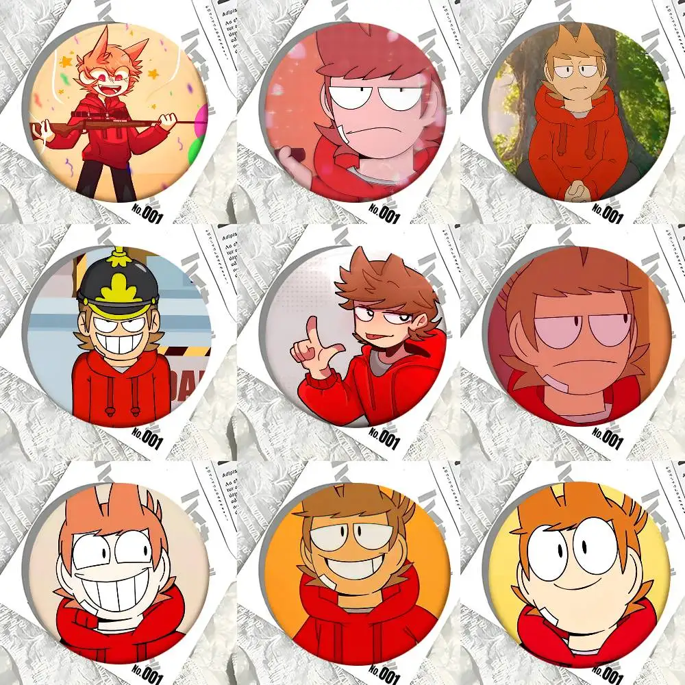 1pc Anime Eddsworld Tord Cartoon Style Badge Brooches On Backpack Decoration Round Enamel Pins For Accessorys