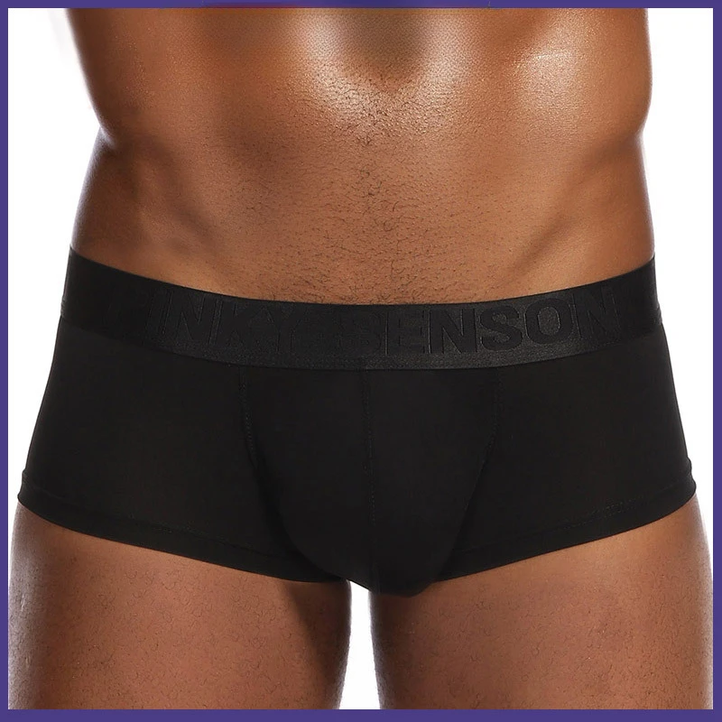 Men Trunks Ice Silk Thin Breathable Underpants Low Waist Panties U Convex Pouch Boxers Knickers Wet See-Through Slip Homme