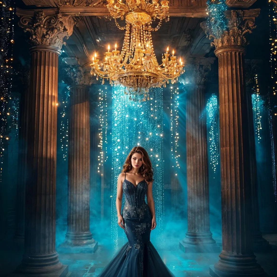 ثريا على شكل قصر ذهبي ملكي، خلفيات على شكل عمود يوناني، خلفيات استوديو للتصوير الفوتوغرافي لحفلات الزفاف عالية الجودة