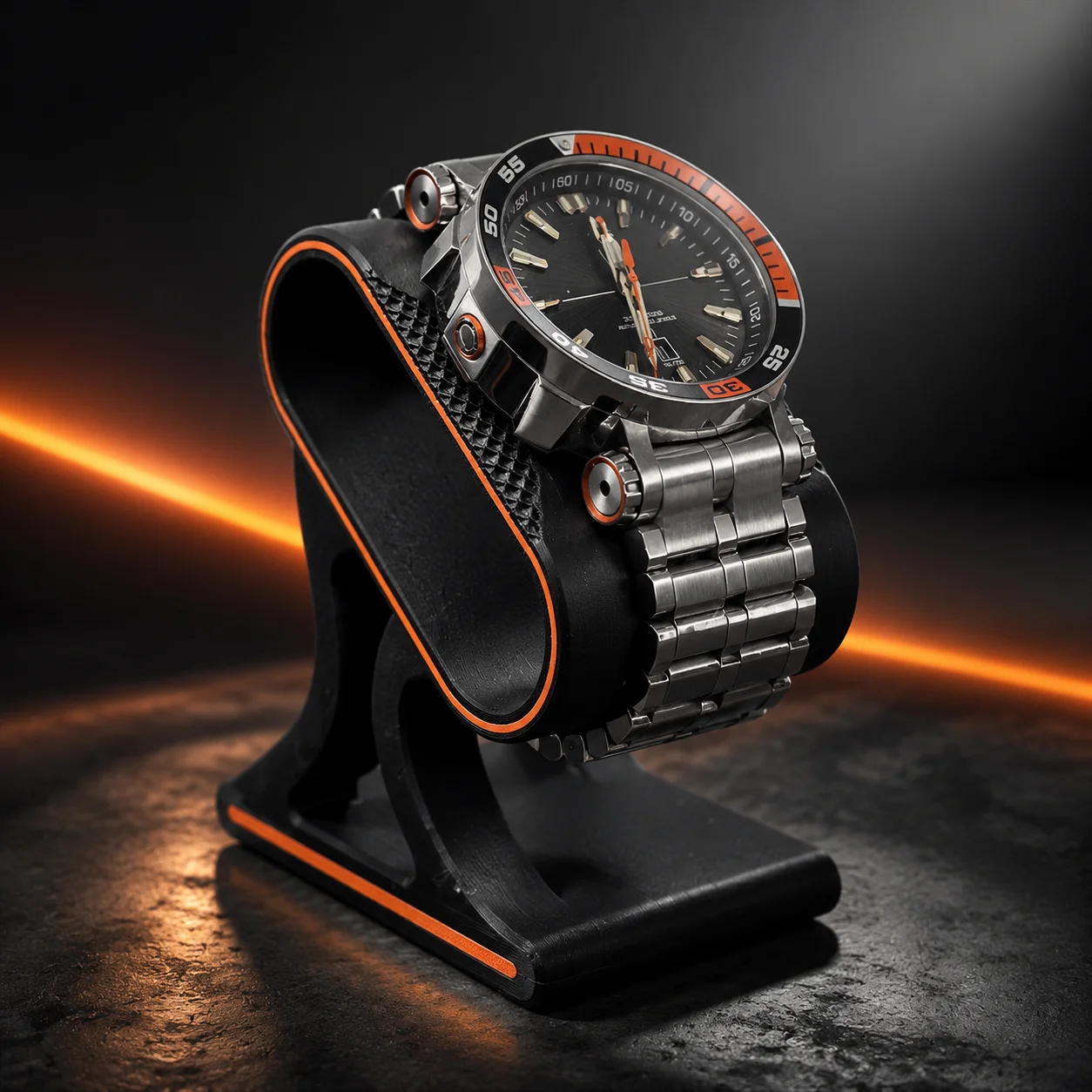 Elegant 3D Printed Watch Holder, solid base for safe placement, practical organizer for bedroom and office surfaces