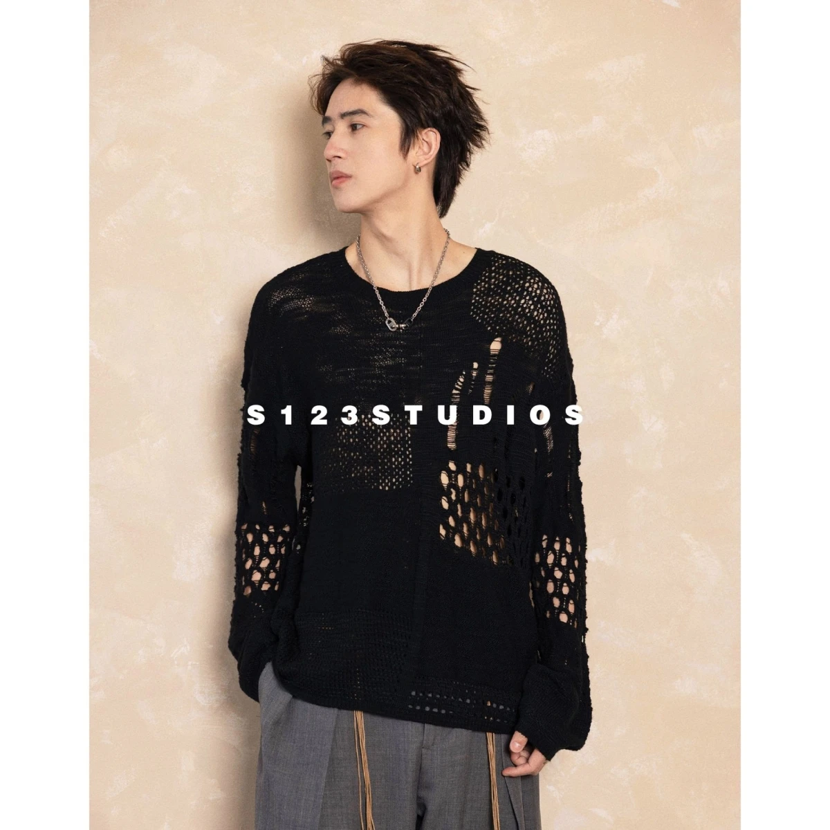 

Мужской вязаный свитер в японском стиле в стиле ретро, осень-зима, ленивые старые деньги, шерстяной повседневный свитер на молнии, свободный крой, длинный ...