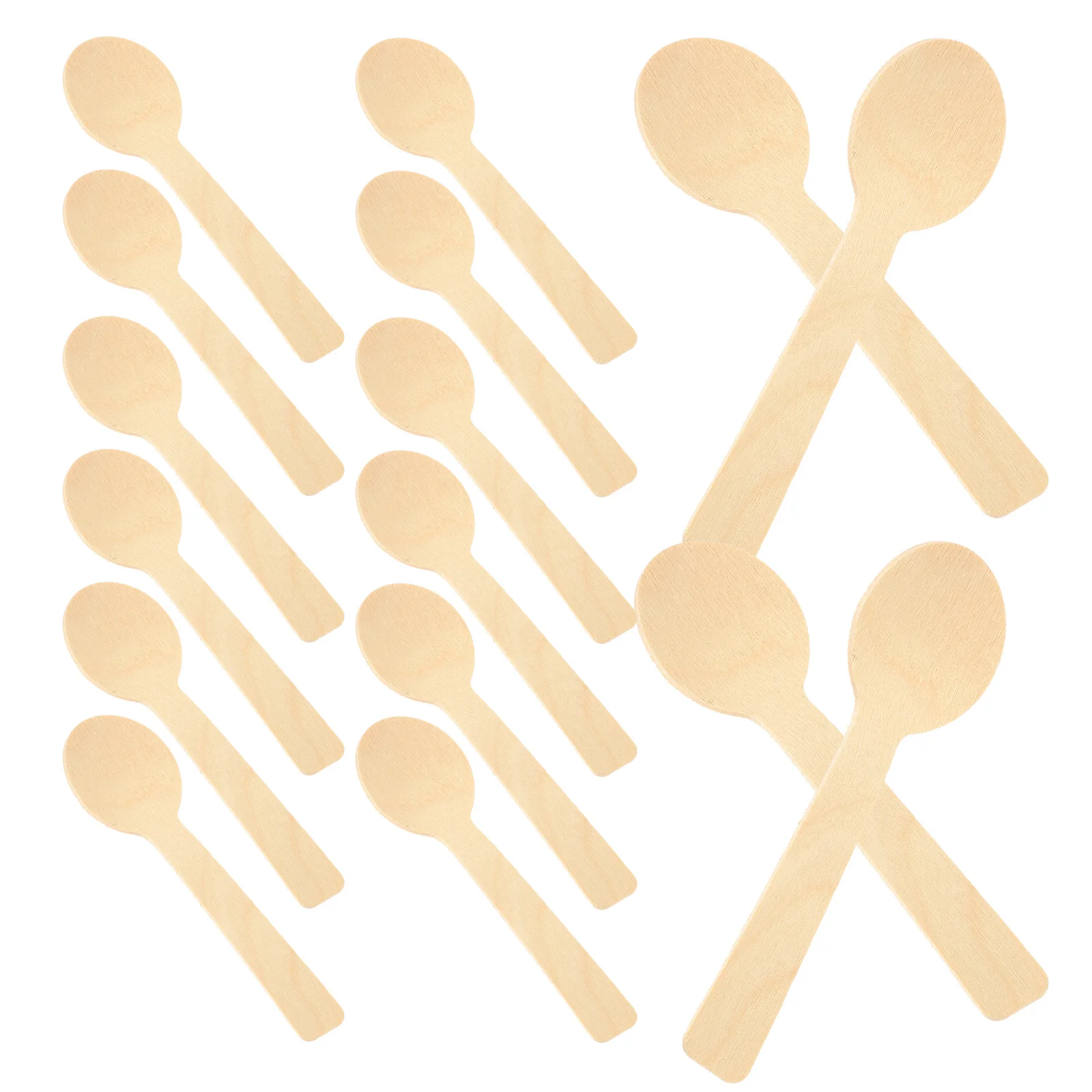 100Pcs Bamboo Mini Spoons Small Disposable Dessert Cake Ice Cream Yogurt Serving Kitchen Disposable Bamboo Spoons - Image 2