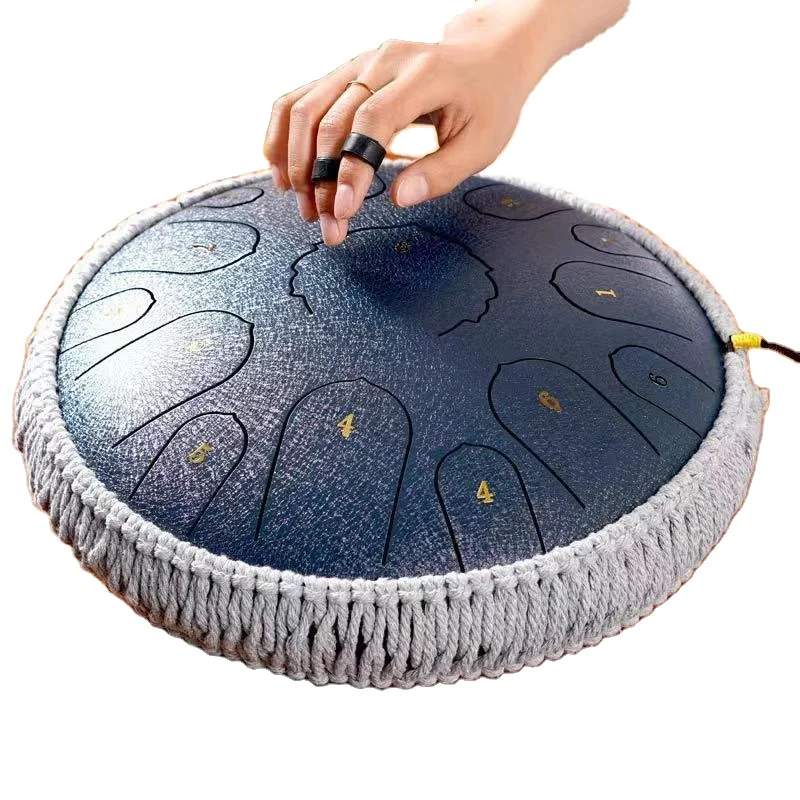 13 Inch Green 15‑Note Steel Tongue Drum Lotus Drum Empty Drum Percussion Instrument For Yoga Meditation Sound Healing Live Show