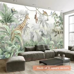 Size Customizable Tropical Jungle 3D Wallpapers Contact Photo Animals Mural For Children Room Nursery Wall Decor Paiting Renew